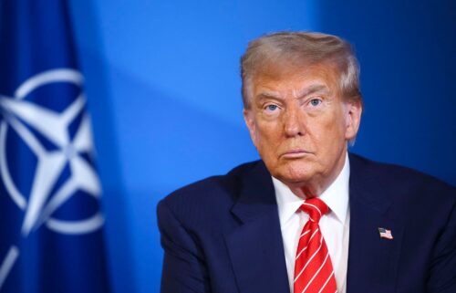 US President Donald Trump looks on next to NATO Secretary General Mark Rutte (not pictured) at the NATO summit of heads of state and government in The Hague on June 25.