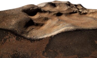 A close-up view of the meteorite’s surface is pictured.