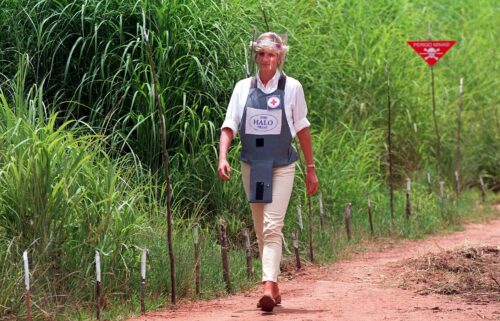 Princess Diana walked through an active minefield as part of her campaign for a global ban on the deadly weapons.