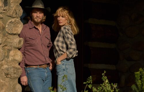 Luke Grimes as Kacey Dutton and Kelly Reilly as Beth Dutton on episode 512 of "Yellowstone"