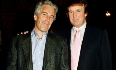 Seen here is American financier Jeffrey Epstein (left) and real estate developer Donald Trump together at the Mar-a-Lago estate