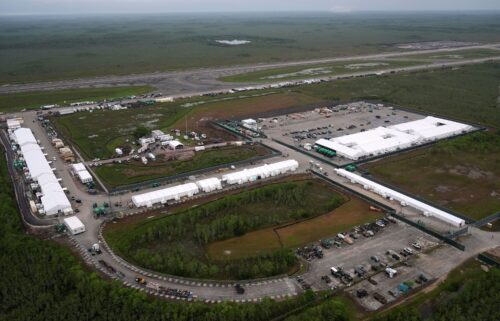 Work progresses on a new migrant detention facility dubbed "Alligator Alcatraz" at Dade-Collier Training and Transition facility in Ochopee