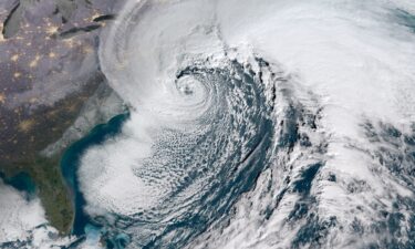 Satellite image of a rapidly deepening blizzard off the northeastern United States is seen here in January 2018. The effects of climate change are supercharging the strongest nor’easters.