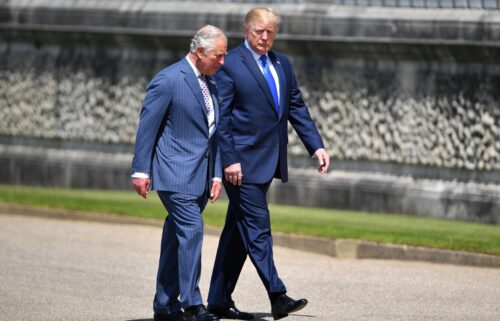 President Donald Trump was greeted by then-Prince Charles at Buckingham Palace in London on June 3
