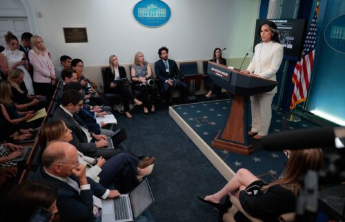 White House Director of National Intelligence Tulsi Gabbard talks to reporters in the Brady Press Briefing Room at the White House on July 23 in Washington