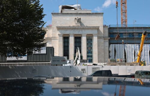 The Federal Reserve building is undergoing construction. President Donald Trump will join a tour of the Federal Reserve building in Washington