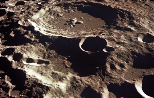 The moon is covered in craters like Daedalus