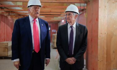 U.S. President Donald Trump delivers remarks alongside Federal Reserve Chair Jerome Powell as they tour the Federal Reserve’s $2.5 billion headquarters renovation project on July 24