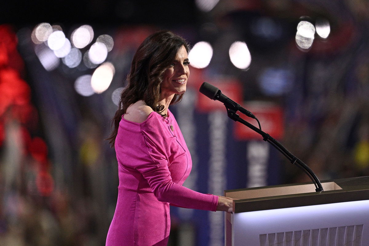 <i>Brendan Smialowski/AFP/Getty Images via CNN Newsource</i><br/>Rep. Nancy Mace speaks during the Republican National Convention in Milwaukee