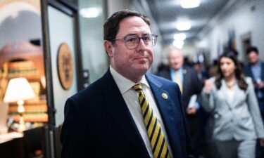 Rep. Mike Flood leaves a meeting in Longworth Building in Washington