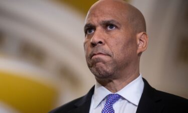 Sen. Cory Booker looks on during a press conference at the US Capitol July 22