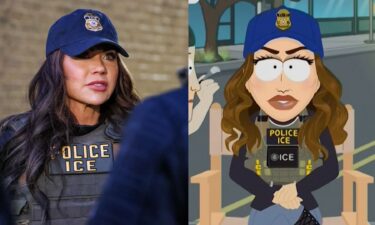 The Noem character shoots dogs throughout the episode as a running gag.
