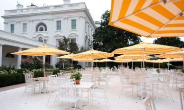 A view of a newly paved Rose Garden at the White House on August 19.