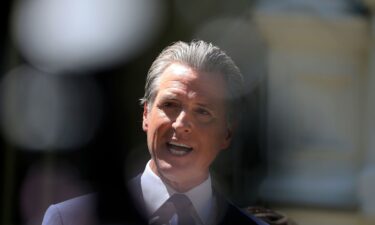 California Gov. Gavin Newsom speaks during a news conference with Texas lawmakers at the Governor’s Mansion in Sacramento