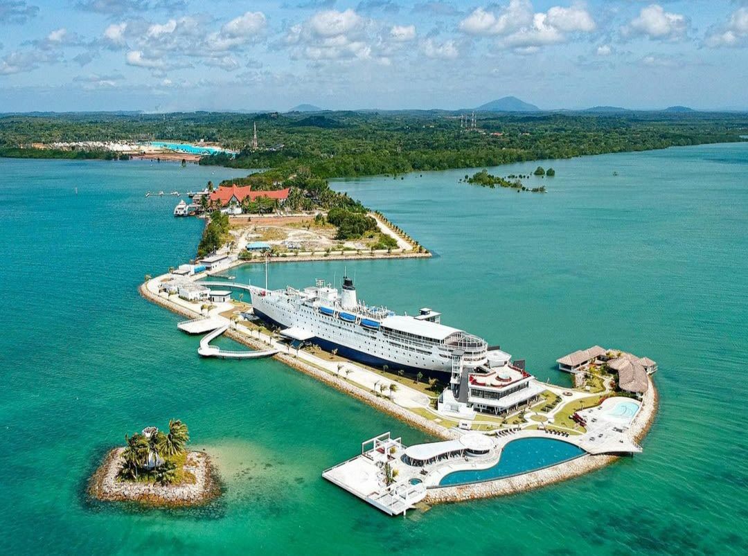<i>Doulos Phos Ship Hotel via CNN Newsource</i><br/>An aerial view of the Doulos Phos Ship Hotel located off Bintan in Indonedia.