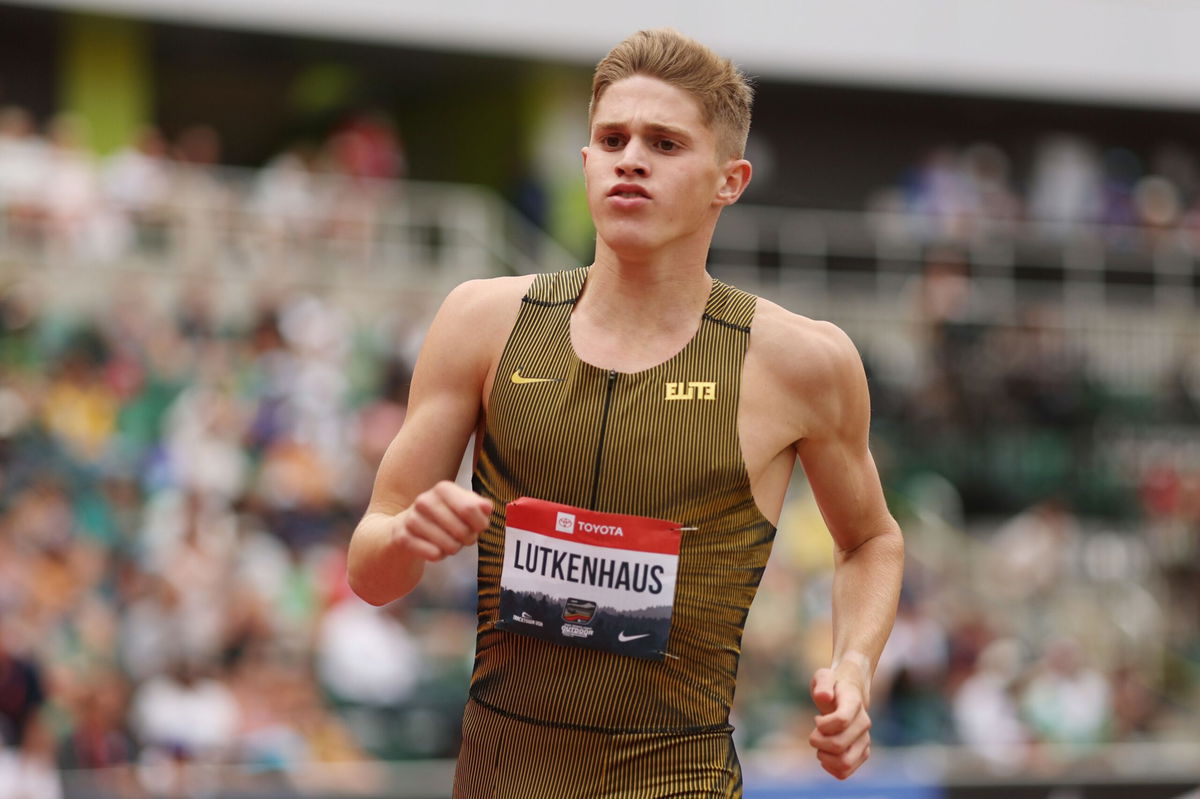 <i>Patrick Smith/Getty Images via CNN Newsource</i><br/>Cooper Lutkenhaus competes in the 800-meter final at the USATF Outdoor Championships last month.