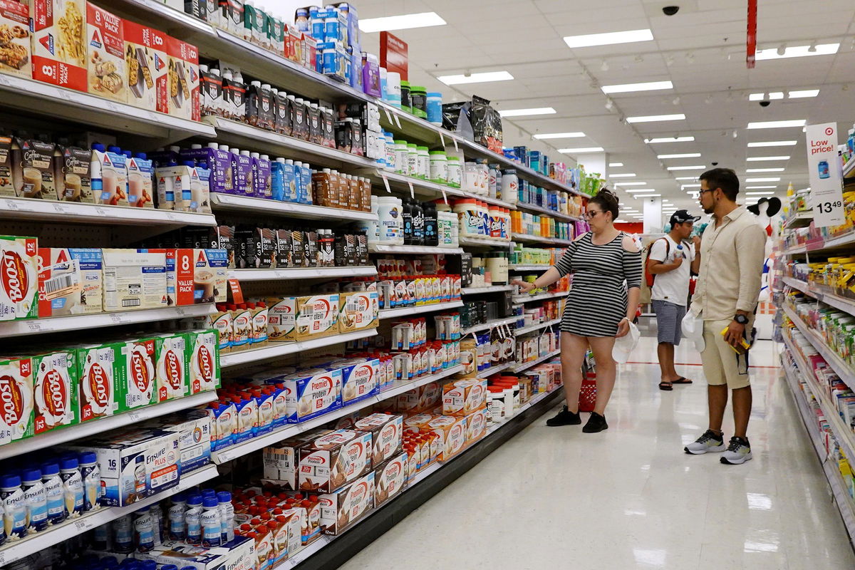 <i>Joe Raedle/Getty Images via CNN Newsource</i><br/>Customers shop at a Target store on May 20