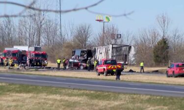 Emergency responders at the scene of the fatal accident on Interstate 70 West in Licking County