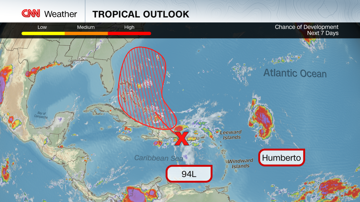 <i>CNN Weather via CNN Newsource</i><br/>The disturbance west of Humberto