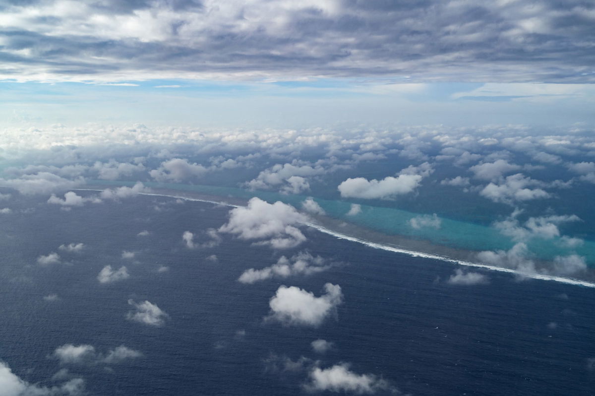 <i>Jam Sta Rosa/AFP/Getty Images via CNN Newsource</i><br/>This aerial photo shows the Scarborough Shoal in the South China Sea during an aerial reconnaissance flight on February 18