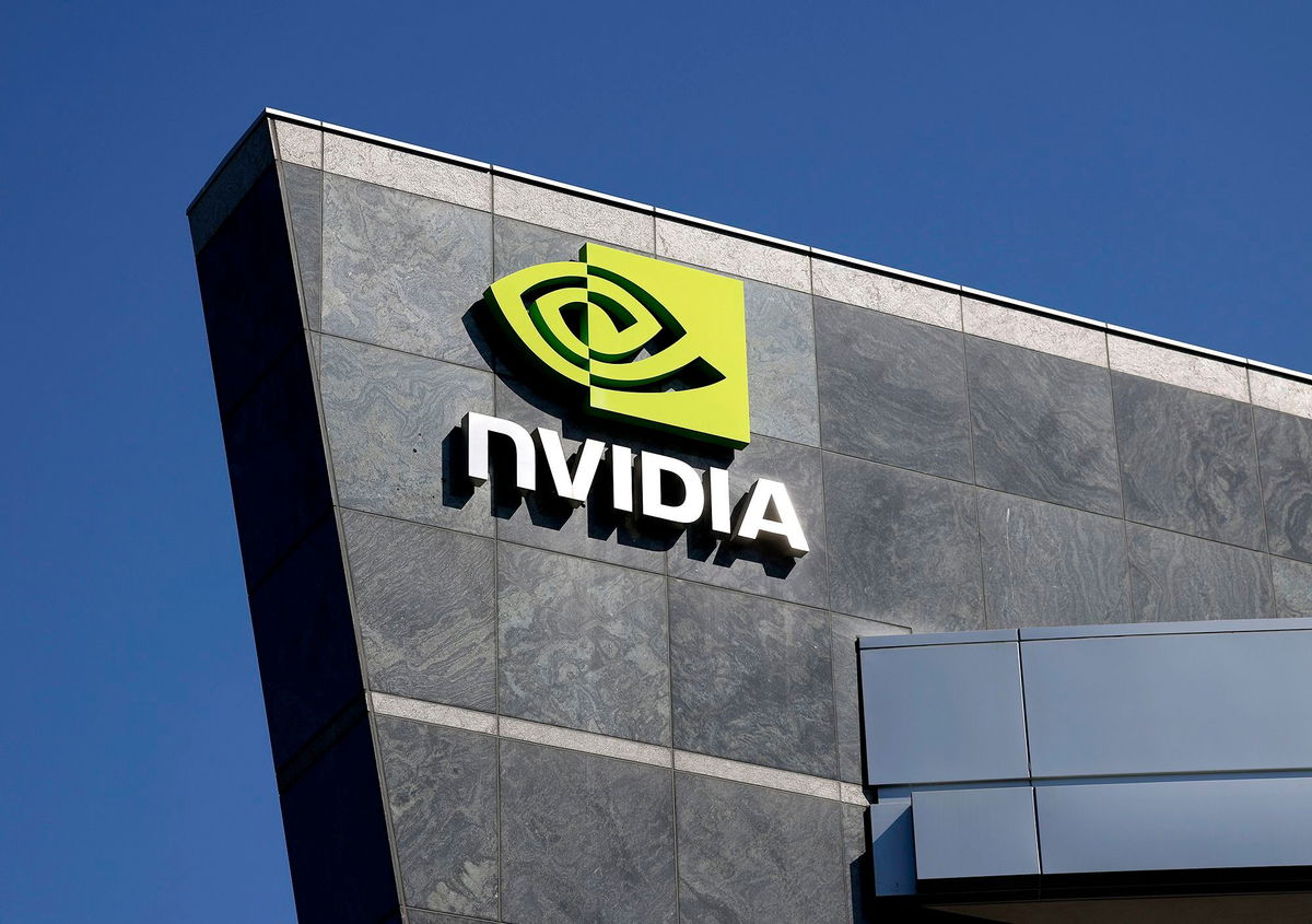 <i>Justin Sullivan/Getty Images via CNN Newsource</i><br/>A building at Nvidia headquarters
