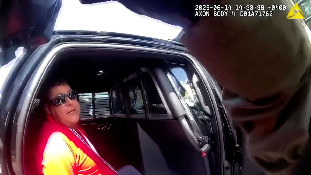 <i>Immigration and Customs Enforcement via CNN Newsource</i><br/>Guevara was arrested during the “No Kings” protest for allegedly failing to disperse. He was later transferred to ICE custody.