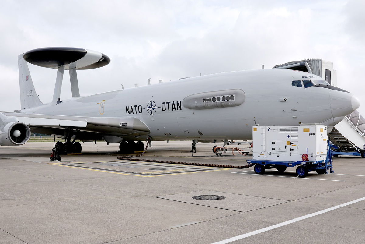 <i>Claudia Otto/CNN via CNN Newsource</i><br/>A NATO E-3 Sentry early warning and control aircraft stationed at Geilenkirchen airbase in Germany.