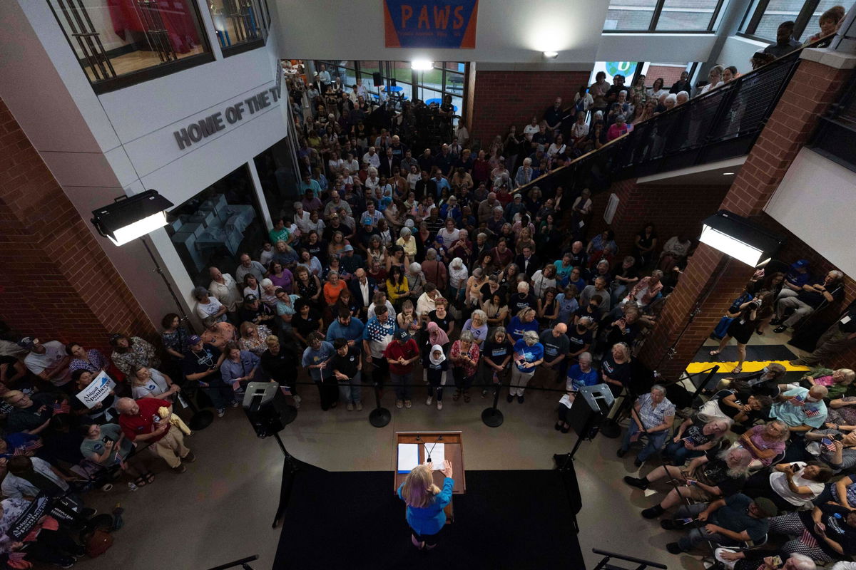 <i>Mike Kropf/AP via CNN Newsource</i><br/>Democratic gubernatorial candidate Abigail Spanberger addresses a crowd at a rally in Henrico