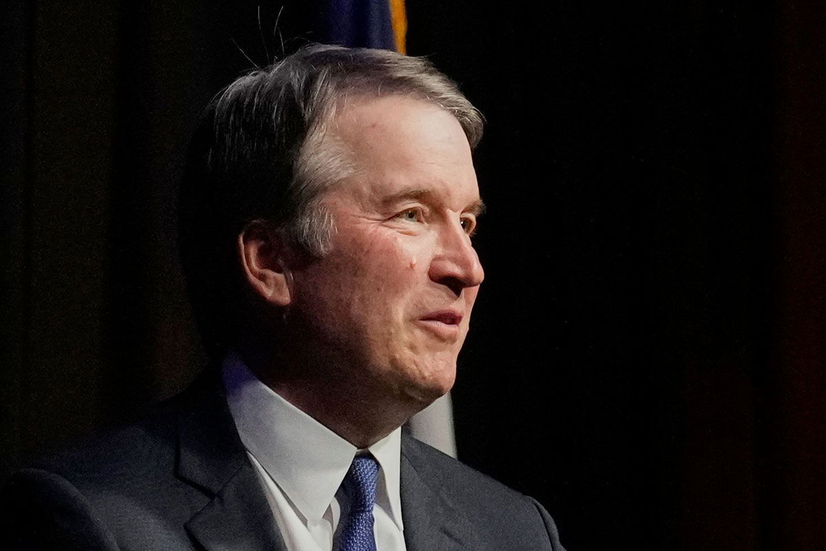 <i>Tony Gutierrez/AP/File via CNN Newsource</i><br/>Justice Brett Kavanaugh responds to a question during a lecture at McLennan Community College in Waco