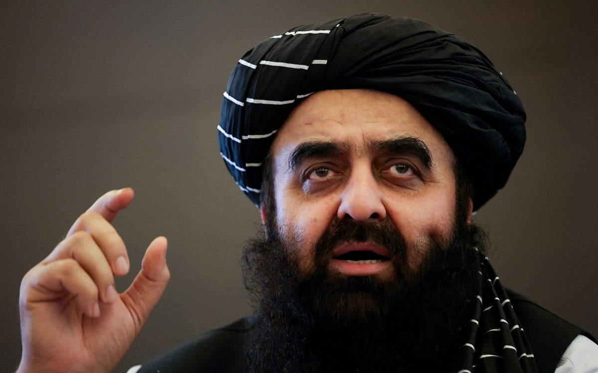 <i>Anushree Fadnavis/Reuters via CNN Newsource</i><br/>Afghanistan's Taliban Foreign Minister Amir Khan Muttaqi speaks during a press conference in New Delhi